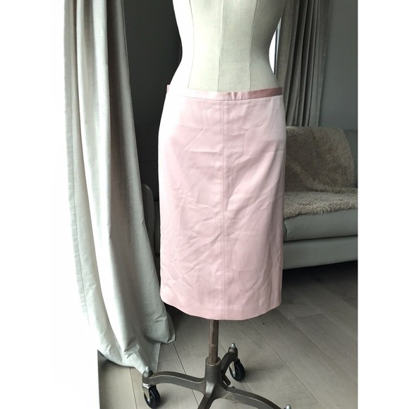 BCBG maxazria Pencil skirt pink blush 2 over knee Career dressy Lined Slit - Picture 2 of 9